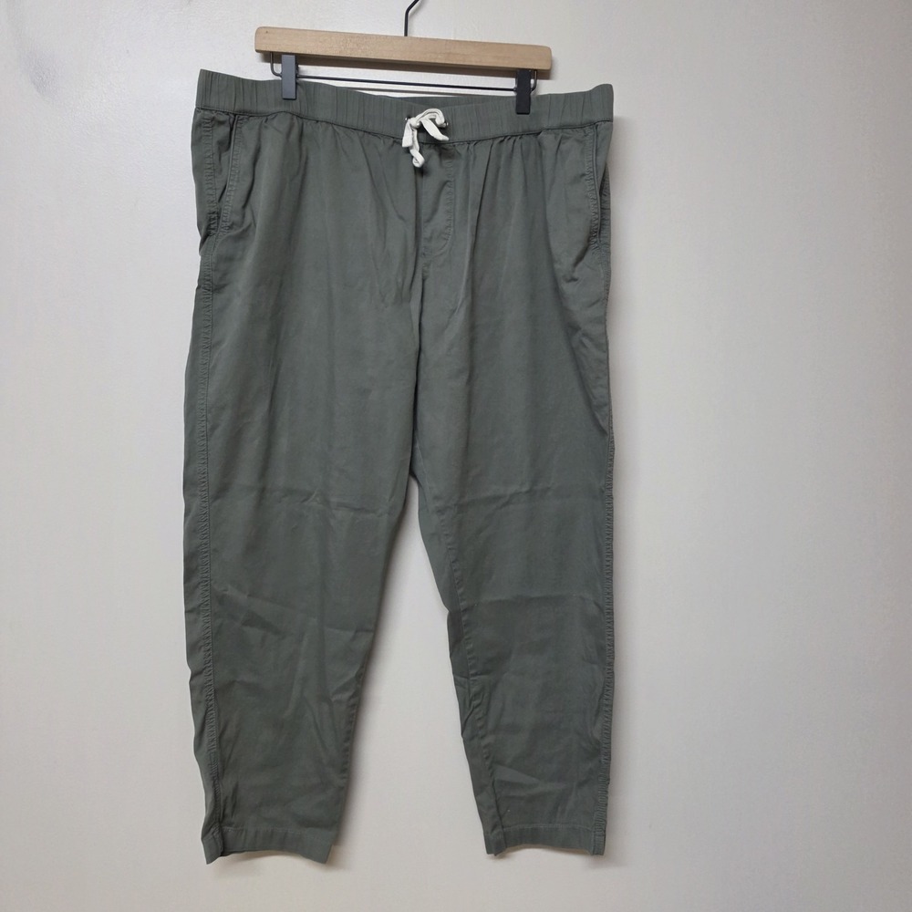 PACT Pants Womens XXL Green Daily Twill Crop Pant Drawstring Pockets Wide Capri